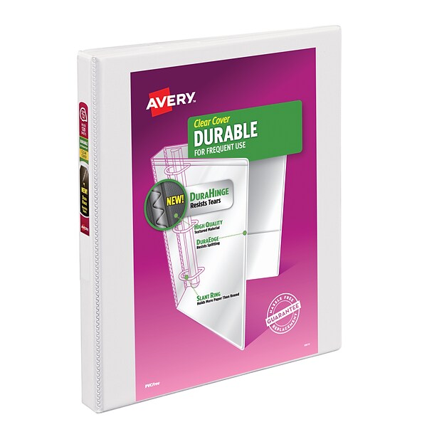 Avery Durable Standard 1/2 3-Ring View Binder, White (17002)
