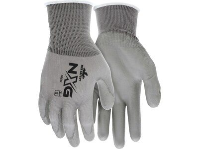 MCR Safety Memphis NXG Nylon Polyurethane-Coated Gloves, Extra Large, Gray, Dozen (9666XL)