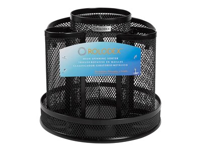 Rolodex 8-Compartment Wire Mesh Rotating Organizer, Black (1773083)