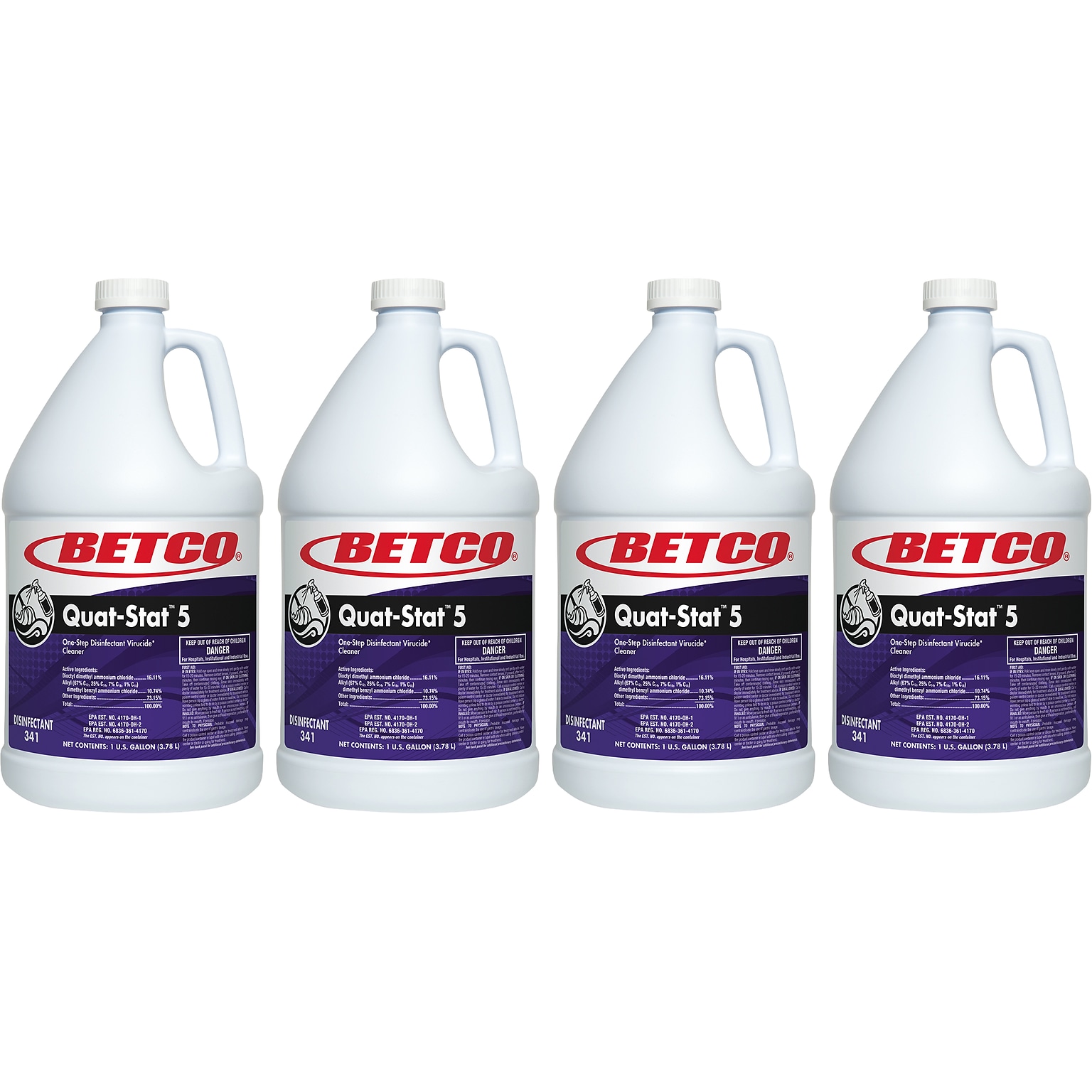 Betco Quat-Stat 5 Disinfectant Liquid Bottle, Lavender, 128 oz., 4/Carton (34104-00)
