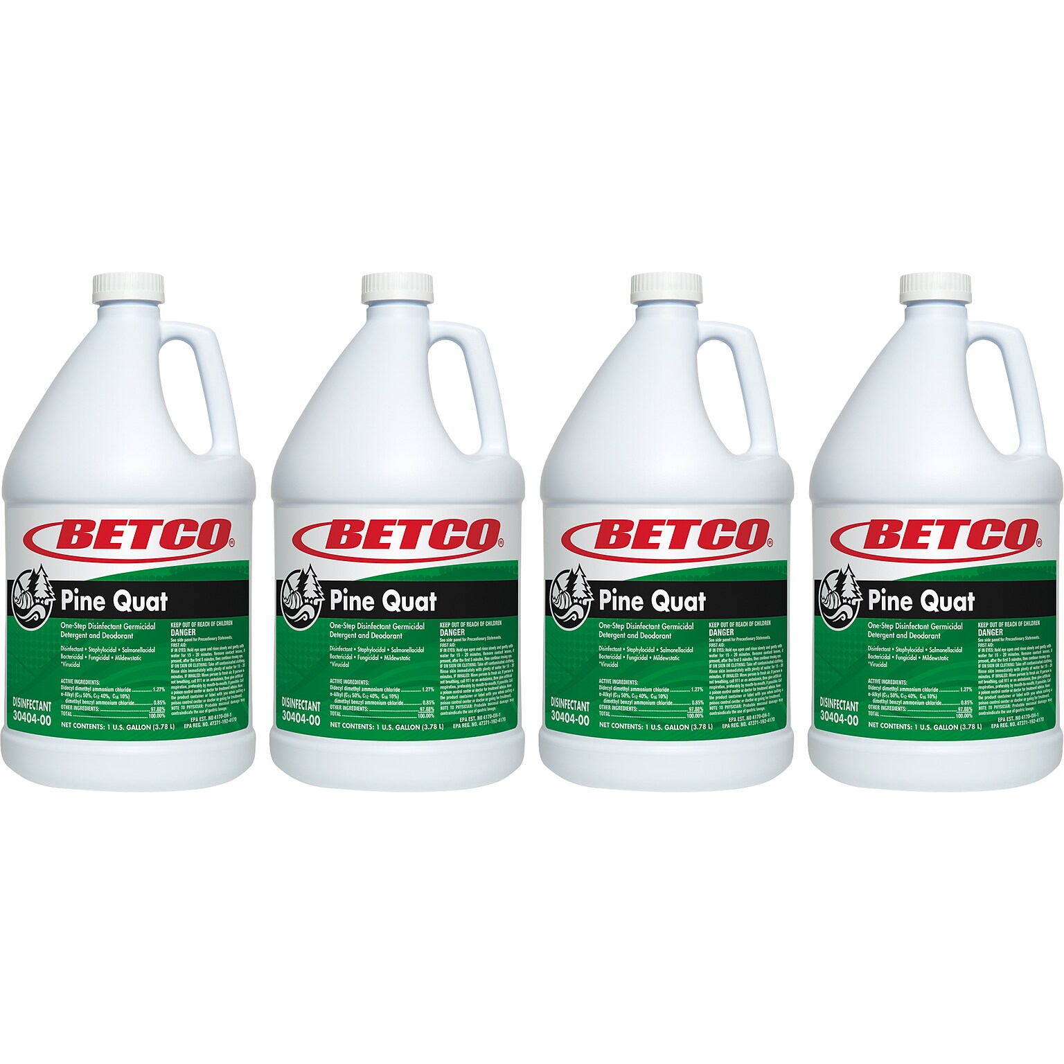 Betco Pine Quat Disinfectant Liquid Bottle, Pine, 128 oz., 4/Carton (30404-00)