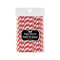 Amscan Striped Apple Red Paper Straws, 7.75, 80/Pack (400085.40)