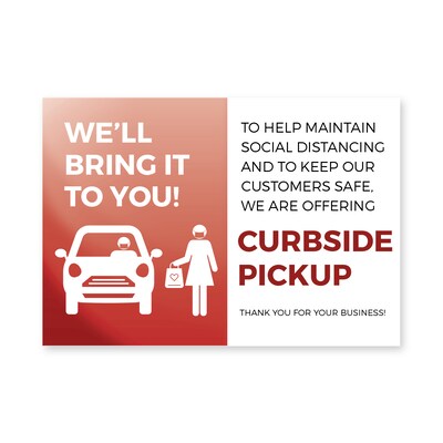 Deluxe Curbside Pick Up Window Cling,  8.5 x 11, Red, 25/Pack (CPCLING8511)