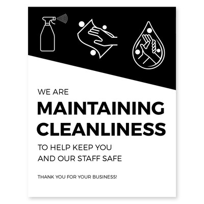 Deluxe Maintaining Cleanliness Poster, 11 x 17, Black, 6/Pack (MCPOST1117)