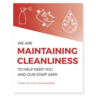Deluxe Maintaining Cleanliness Poster, 18 x 24, Red, 6/Pack (MCPOST1824)