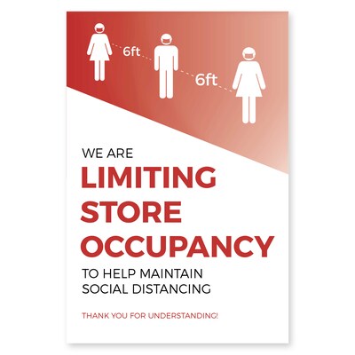 Deluxe Store Occupancy Poster, 18 x 24, Red, 6/Pack (SOPOST1824)