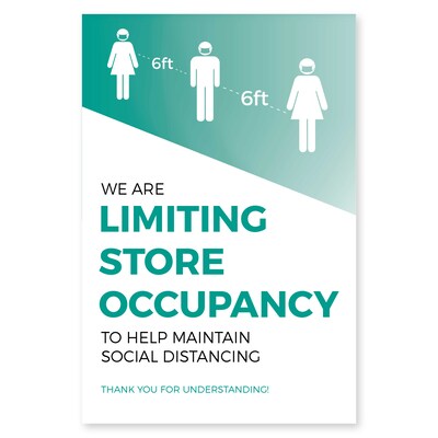 Deluxe Store Occupancy Window Cling,  6 x 4, Teal, 25/Pack (SOCLING64)