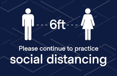 Deluxe Social Distancing  Window Cling,  6 x 4, Blue, 25/Pack  (SDCLING64)