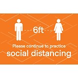 Social Distancing  Window Cling,  6 x 4, Orange, 25/Pack (SDCLING64)