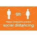 Deluxe Social Distancing  Window Cling,  6 x 4, Orange, 25/Pack (SDCLING64)