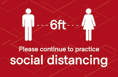 Deluxe Social Distancing  Poster, 11 x 17, Red, 6/Pack (SDPOST1117)
