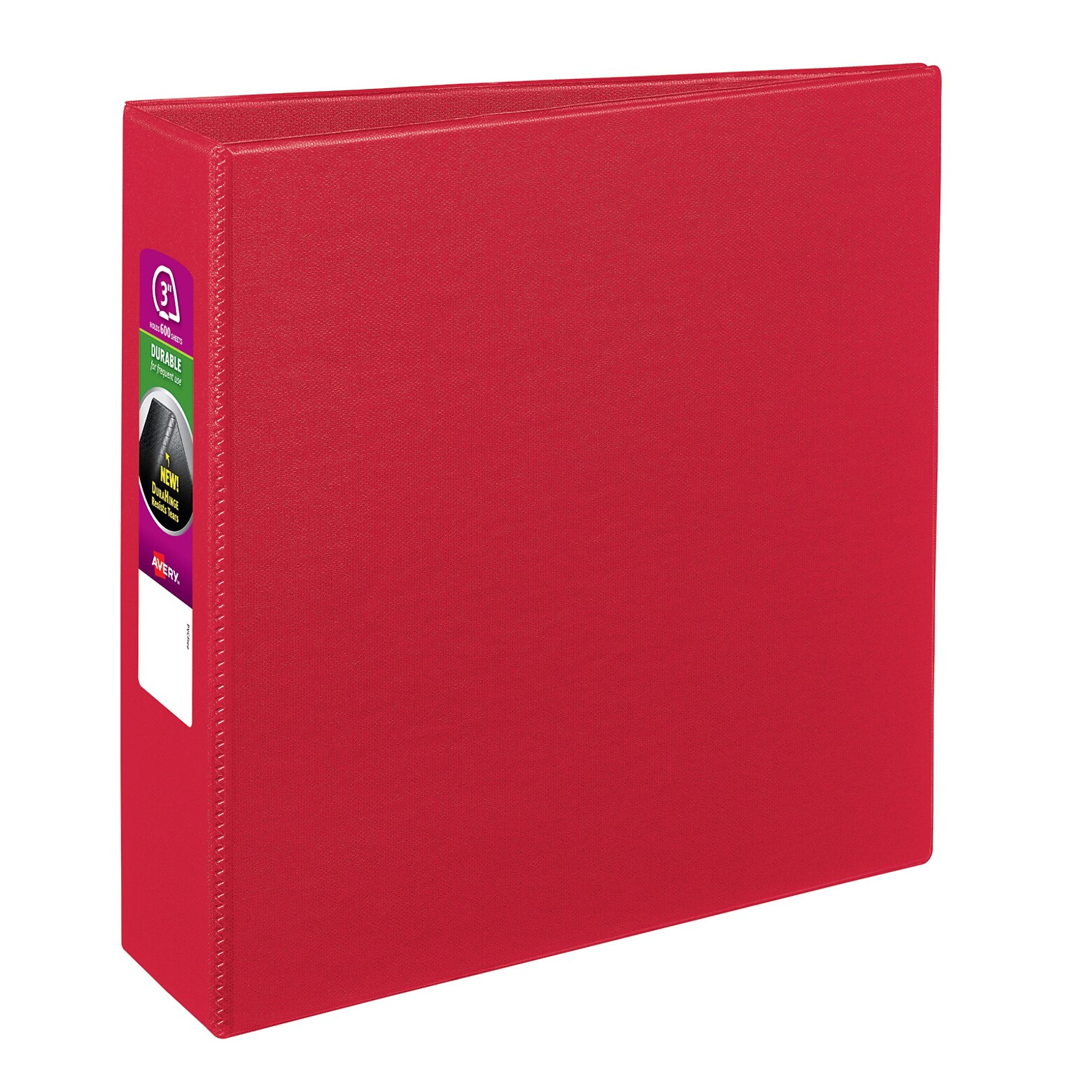 Avery Durable 3 3-Ring Non-View Binders, Slant Ring, Red (27204)