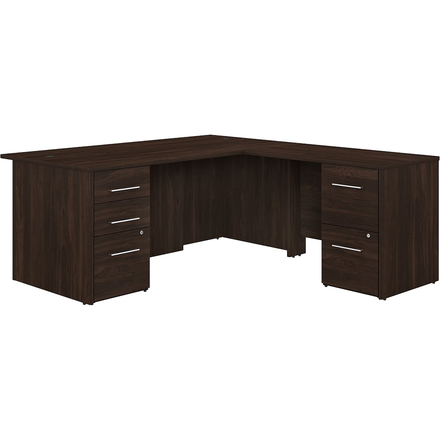 Bush Business Furniture Office 500 72W L Shaped Executive Desk with Drawers, Black Walnut (OF5004BWSU)
