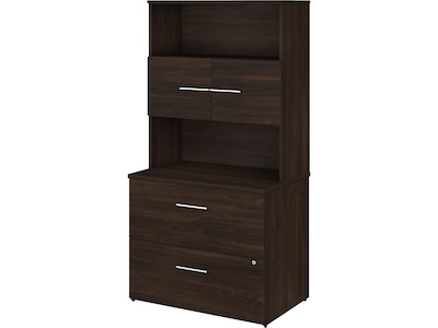 Bush Business Furniture Office 500 2-Drawer Lateral File Cabinet with Hutch, Letter/Legal, Black Wal
