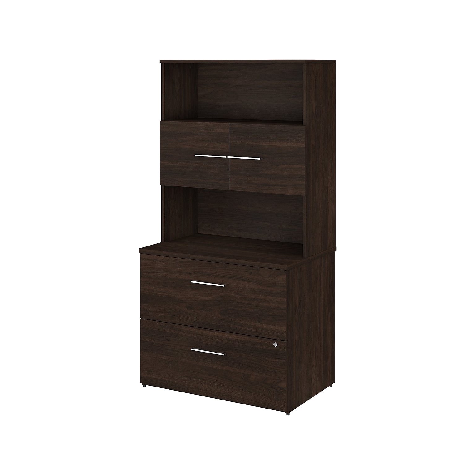 Bush Business Furniture Office 500 2-Drawer Lateral File Cabinet with Hutch, Letter/Legal, Black Walnut, 35.67 (OF5007BWSU)
