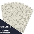 JAM Paper Round Label Sticker Seals, 1 2/3 Diameter, Ivory, 24 Labels/Sheet, 5 Sheets/Pack (1476270