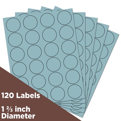 JAM Paper Round Label Sticker Seals, 1 2/3", Baby Blue, 24 Labels/Sheet, 5 Sheets/Pack (40528290)