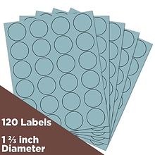 JAM Paper Round Label Sticker Seals, 1 2/3, Baby Blue, 24 Labels/Sheet, 5 Sheets/Pack (40528290)