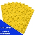 JAM Paper Circle Round Label Sticker Seals, 1 2/3 Inch Diameter, Yellow, 120/Pack (147627067)