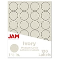 JAM Paper Round Label Sticker Seals, 1 2/3 Diameter, Ivory, 24 Labels/Sheet, 5 Sheets/Pack (1476270