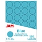 JAM Paper Round Label Sticker Seals, 1 2/3" Diameter, Blue, 24 Labels/Sheet, 5 Sheets/Pack (147627037)