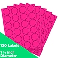 JAM Paper Round Label Sticker Seals, 1 2/3 Diameter, Neon Pink, 24 Labels/Sheet, 5 Sheets/Pack (354