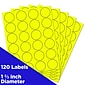 JAM Paper Round Label Sticker Seals, 1 2/3" Diameter, Neon Yellow, 24 Labels/Sheet, 5 Sheets/Pack (354329582)