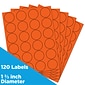 JAM Paper Circle Round Label Sticker Seals, 1 2/3" Diameter, Orange, 24 Labels/Sheet, 5 Sheets/Pack (147627053)