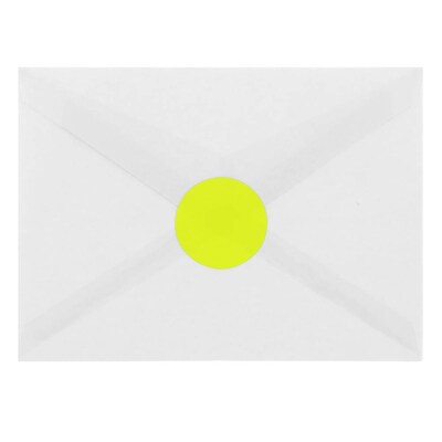 JAM Paper Round Label Sticker Seals, 1 2/3" Diameter, Neon Yellow, 24 Labels/Sheet, 5 Sheets/Pack (354329582)