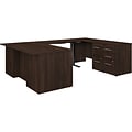 Bush Business Furniture Office 500 72W Adjustable U-Shaped Executive Desk with Drawers, Black Walnu