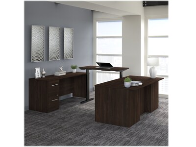 Bush Business Furniture Office 500 72"W Adjustable U-Shaped Executive Desk with Drawers, Black Walnut (OF5005BWSU)