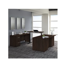 Bush Business Furniture Office 500 72W Adjustable U-Shaped Executive Desk with Drawers, Black Walnu