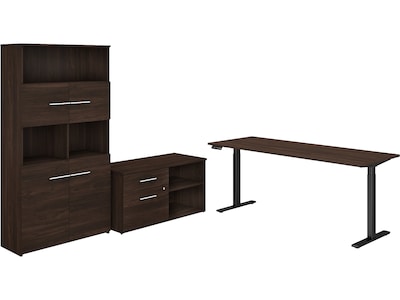 Bush Business Furniture Office 500 72W Adjustable Desk with Storage and Bookcase, Black Walnut (OF5