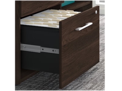 Bush Business Furniture Office 500 72"W Adjustable Desk with Storage and Bookcase, Black Walnut (OF5006BWSU)