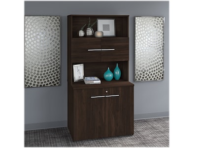 Bush Business Furniture Office 500 70.09" Storage Cabinet with 4 Shelves, Black Walnut (OF5008BWSU)