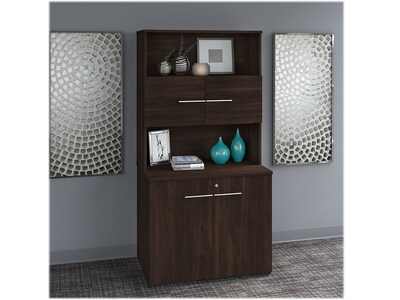 Bush Business Furniture Office 500 70.09" Storage Cabinet with 4 Shelves, Black Walnut (OF5008BWSU)