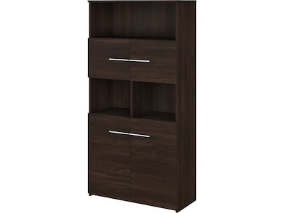 Bush Business Furniture Office 500 70H 5-Shelf Bookcase with Doors, Black Walnut (OFB136BW)