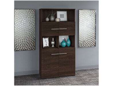 Bush Business Furniture Office 500 70H 5-Shelf Bookcase with Doors, Black Walnut (OFB136BW)