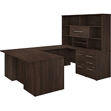 Bush Business Furniture Office 500 72W U Shaped Executive Desk with Drawers and Hutch, Black Walnut