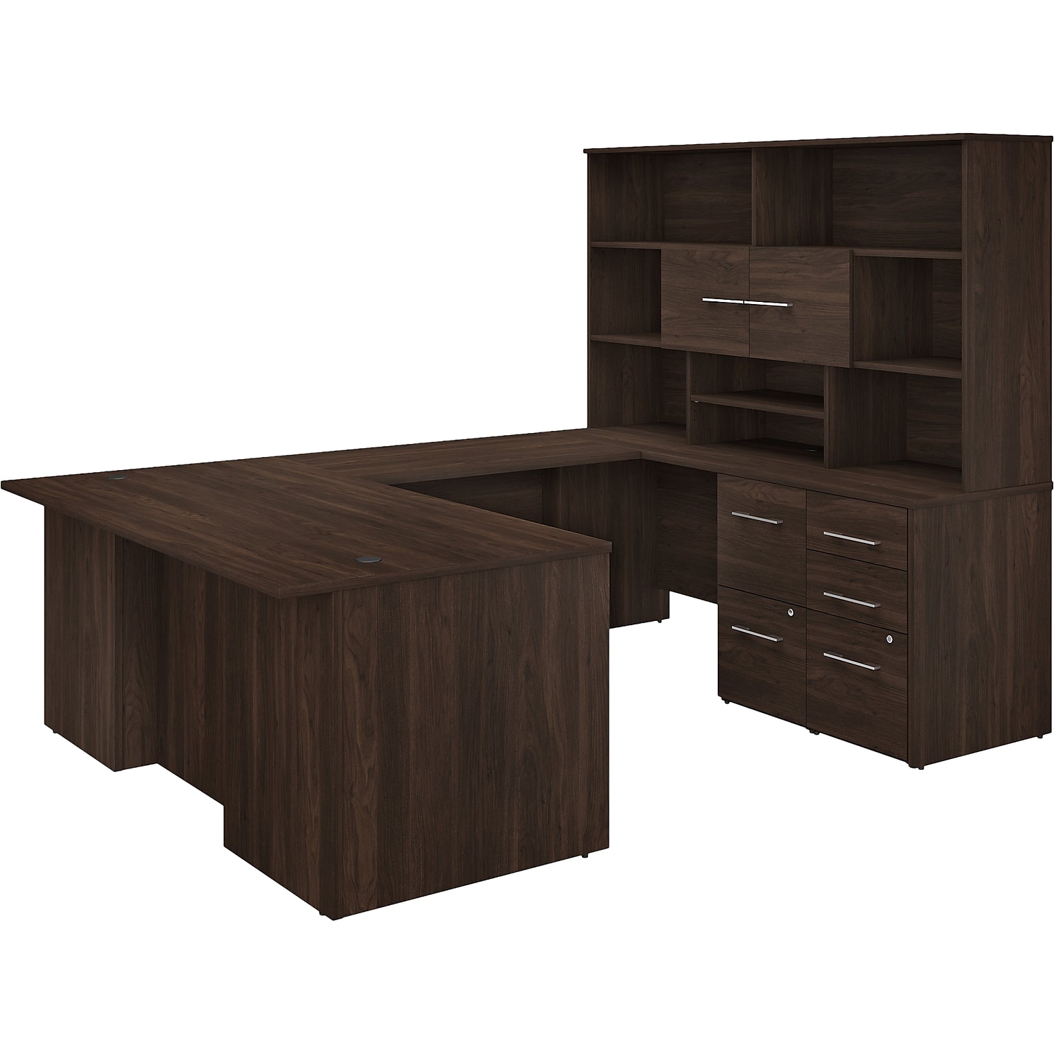 Bush Business Furniture Office 500 72W U Shaped Executive Desk with Drawers and Hutch, Black Walnut (OF5003BWSU)