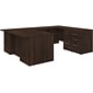 Bush Business Furniture Office 500 72"W U Shaped Executive Desk with Drawers, Black Walnut (OF5002BWSU)