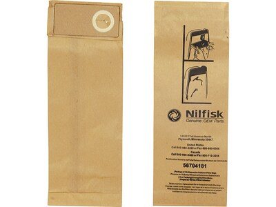 Nilfisk Replacement Vacuum Bag, Brown, 10/Pack (56704181)