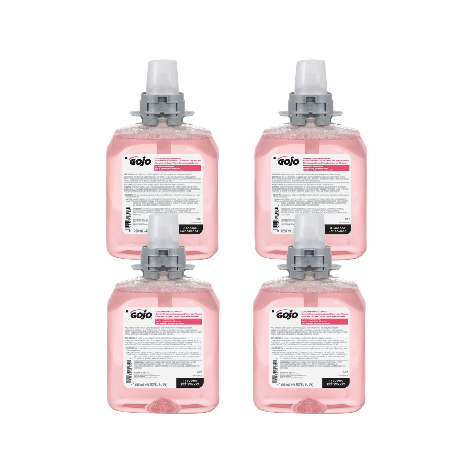 GOJO Luxury Foaming Hand Soap Refill for FMX12 Dispenser, Cranberry Scent, 1250 ml., 4/Carton (5161-04)