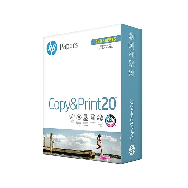 HP Copy&Print20 8.5 x 11 Multipurpose Paper, 20 lbs., 92 Brightness, 750 Sheets/Ream (200030)