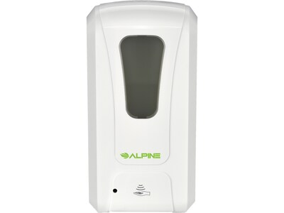 Alpine Industries Wall Mount Automatic Liquid Hand Soap and Gel Sanitizer Dispenser, 40 oz, White