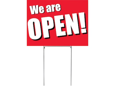 Cosco Were OPEN! Outdoor Sign, 24 x 18, Red/White (098462)