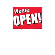 Cosco Were OPEN! Outdoor Sign, 24 x 18, Red/White (098462)