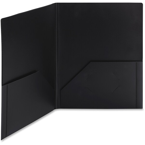 Smead Frame View Poly 2-Pocket Presentation Folder, Black, 5/Pack (87705)