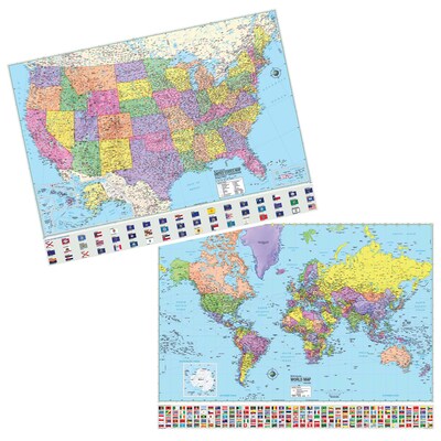 Kappa Map Group U.S. & World Advanced Political Rolled Laminated Maps, 46 x 36, Set of 2 (UNI2982227)