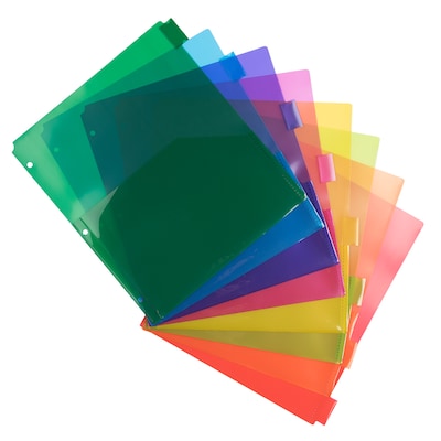 JAM Paper Index Dividers with Double Pockets, 8-Tab, Multicolor (375036726)